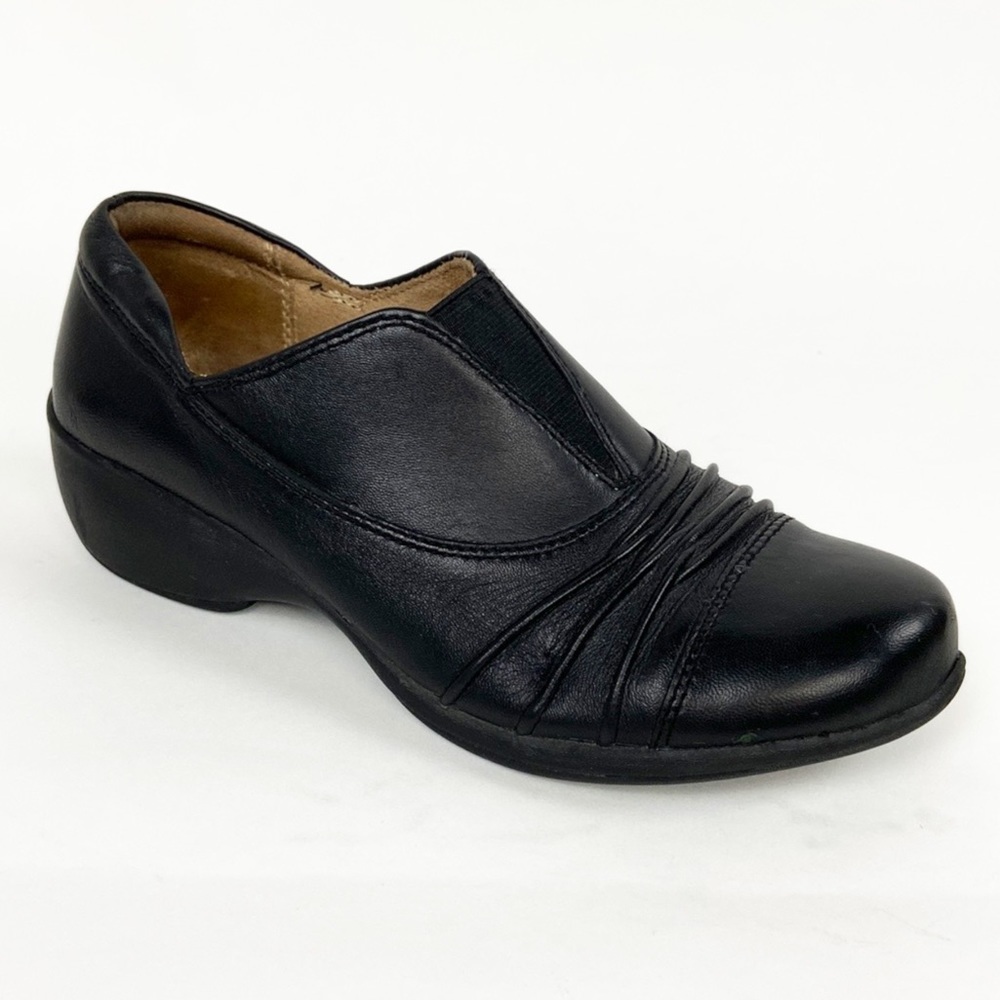 Naturalizer Jolton Black Leather Loafer Slip-on Low Heel Wedge Sz 7 - Picture 1 of 16